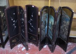 Three Japanese Shibayama panels, two Japanese table screens. There is no condition report available