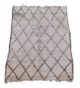 A Moroccan tufted carpet with a brown and fawn trellis design, approx 310cm x 187cm