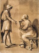 Ugo da Carpi (c.1480-1520) Raphael and his mistress. After Raphael, [Bartsch XVII.140.2]