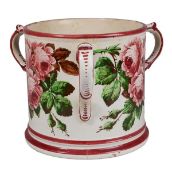 A large Wemyss pottery tyg, late 19th century, painted with roses, green script mark, 23.5cm high