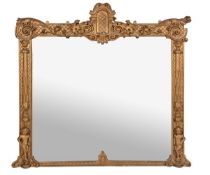 A Continental carved giltwood and composition wall mirror, in early 18th century Baroque taste,