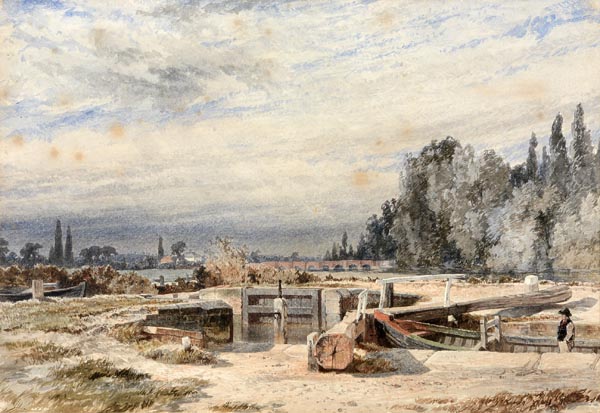 Henry Dawson (1811-1878) Old Trent Bridge, seen from the Grantham Canal at Nottingham, Watercolour I