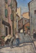 Paul Scortesco (1895-1976) - Street scene Oil on canvas Signed lower left 73 x 51 cm (28 3/4 x 20