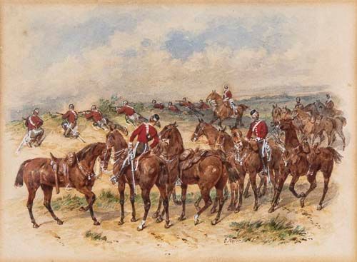 Orlando Norie (1832-1901) - French military regiments on horseback, A pair, watercolours, heightened - Image 2 of 3