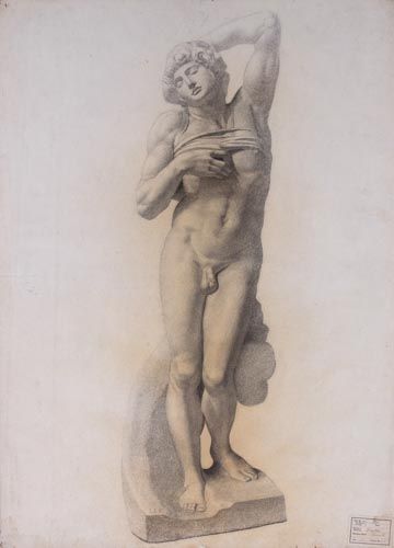 Edward Turner (fl. 1800) - Study of the statue of Marcus Claudius Marcellus, Louvre Black chalk,