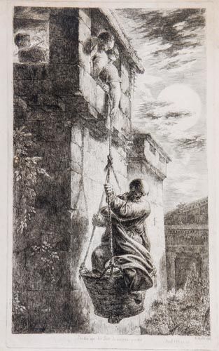 St Paul lowered down from the city walls of Damascus [J St Paul lowered down from the city walls