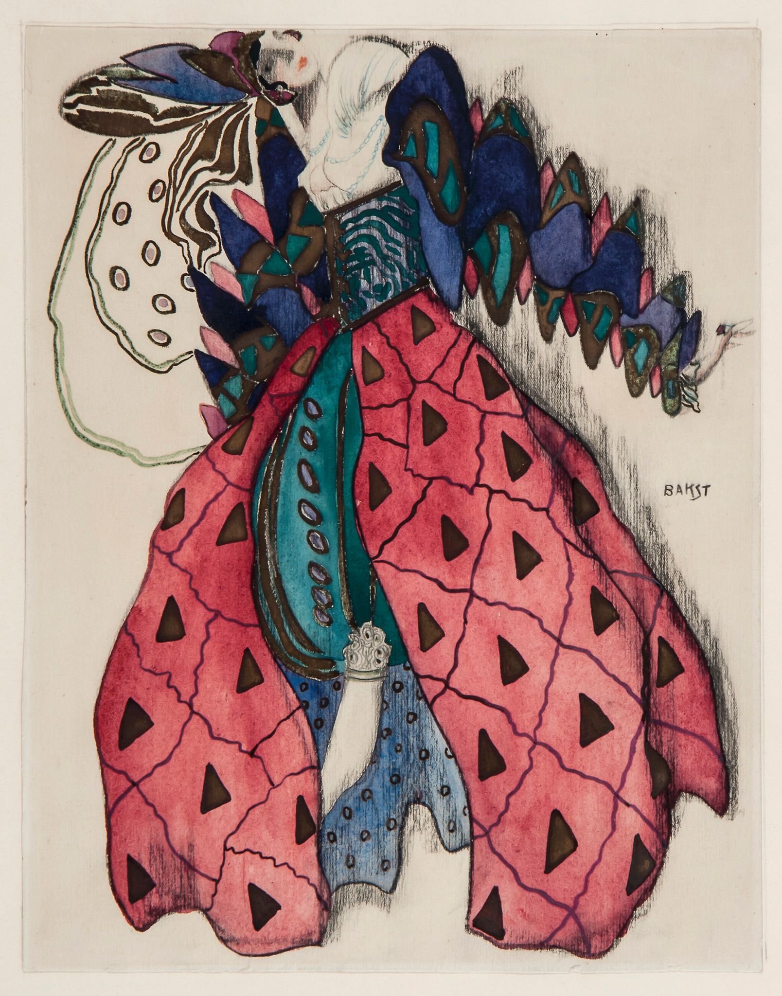 After Leon Bakst - Costume design for a lady in the suite of Potiphar`s Wife, for the Legende de