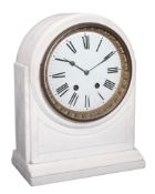 A French white marble mantel clock, unsigned, late 19th century A French white marble mantel