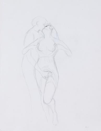 John Buckland-Wright (1897-1954) - Boy groping girl, Pencil, on wove paper 27.5 x 22 cm. (10 3/4 x 8