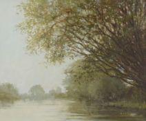 John Miller (1931-2002) - Calne River Oil on canvas Signed and dated 1981 lower right Inscribed on