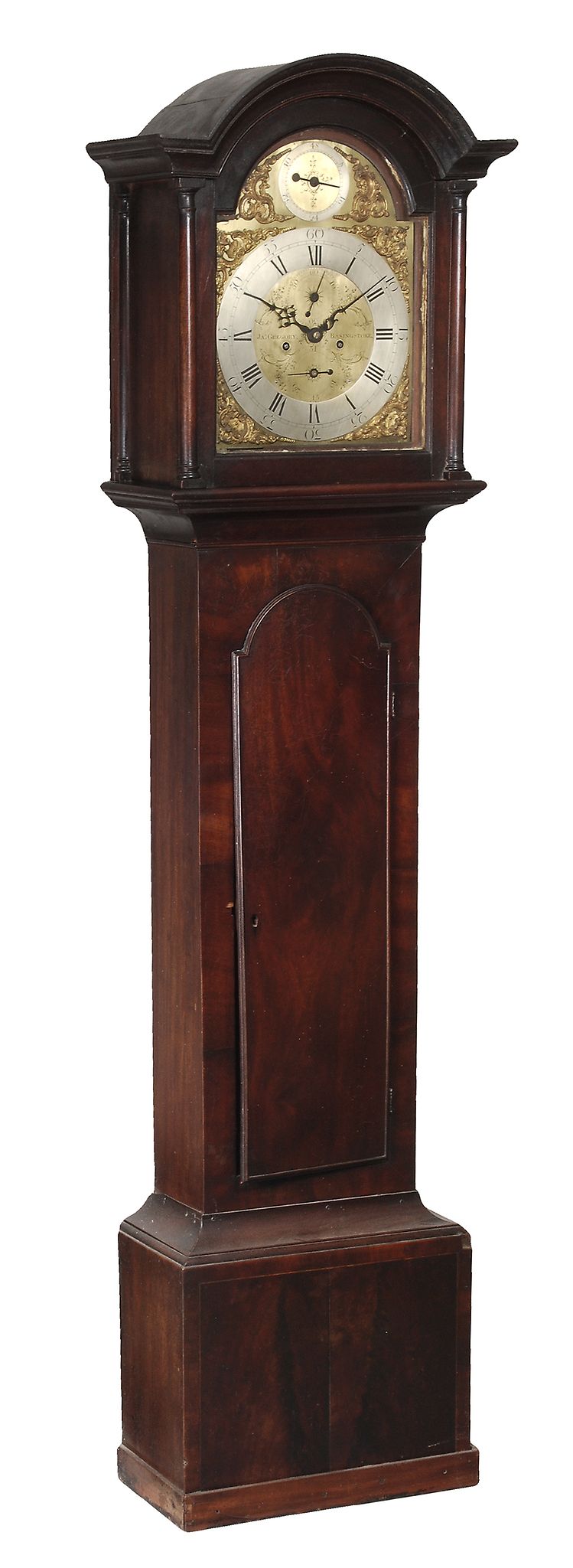 A George III mahogany eight-day longcase clock, James Gregory, Basingstoke A George III mahogany