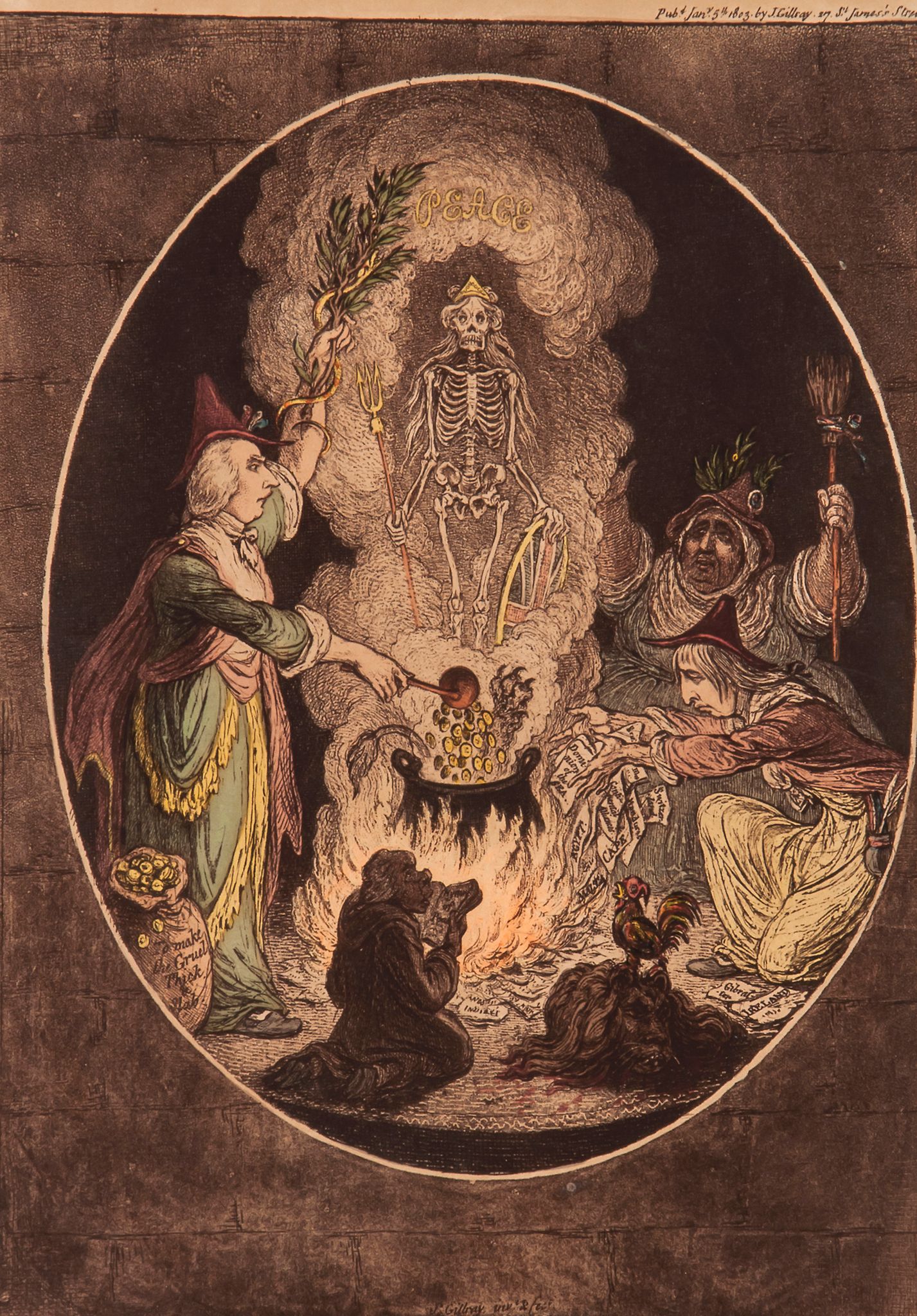 James Gillray (1757-1815) - A Phantasmagoria, Etching and aquatint, with hand-colouring Circa