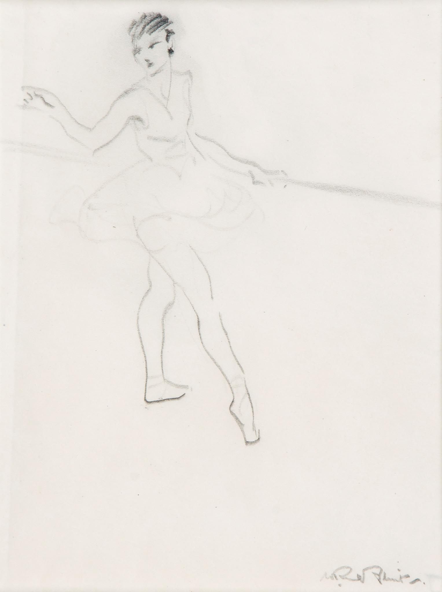 Sir William Russell Flint (1880-1969) - Ballet Dancer at the Bar, Pencil on wove paper Signed