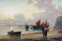 William Richards (19th century) - Fisherman on the shore Oil on canvas Signed lower left 51 x 76 cm.