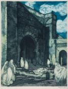 Almery Lobel-Riche (1880-1950) - Rabat, Les OudaÃ¯as, The entrance to the Kasbah Aquatint printed in