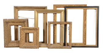 A group of seven 18th and 19th century frames - Including a 17th century carved gilt frame (cut