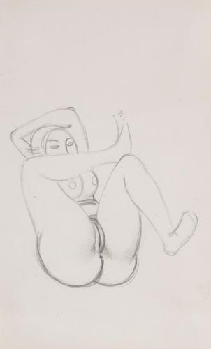 John Buckland-Wright (1897-1954) - Acrobatic girl, Pencil, on notepaper 21.5 x 13.5 cm. (8 1/2 x 5