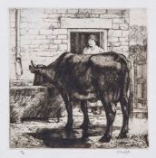 Charles Frederick Tunnicliffe RA (1901-1979) - At the Trough Etching Signed lower right Numbered
