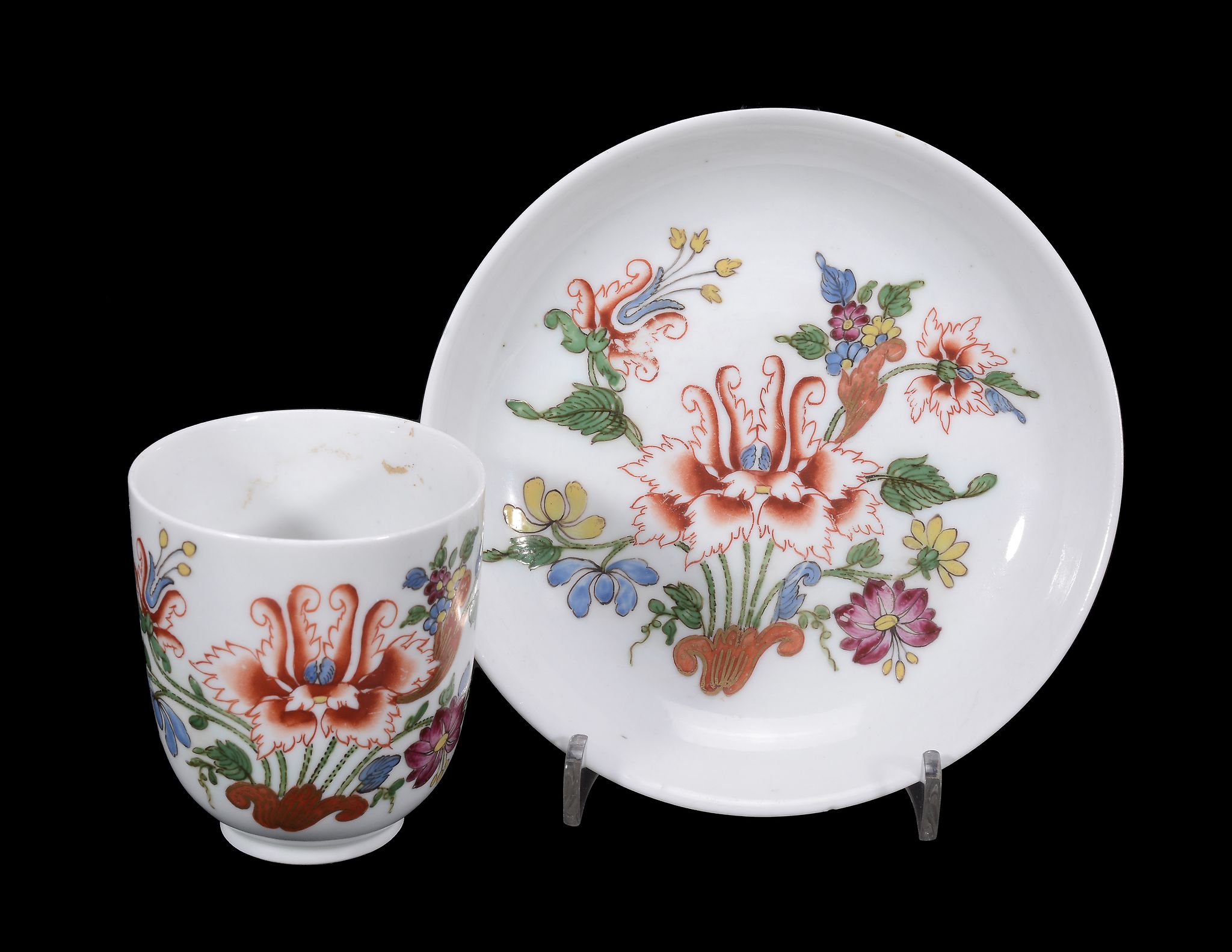 A Doccia porcelain polychrome coffee cup and saucer A Doccia porcelain polychrome coffee cup and - Image 3 of 4