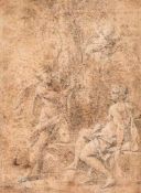 Circle of Laurent de La Hyre - Apollo and Daphne, Black chalk, heightened with white, on laid