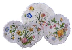 A Nove pottery charger, circa 1900, decorated with flowers, 42cm diameter, G.B A Nove (Gian Battista