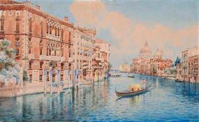 Emilio Boni (1844-1867) - St Mark`s Square in Venice; Grand Canal in Venice Two watercolours Both