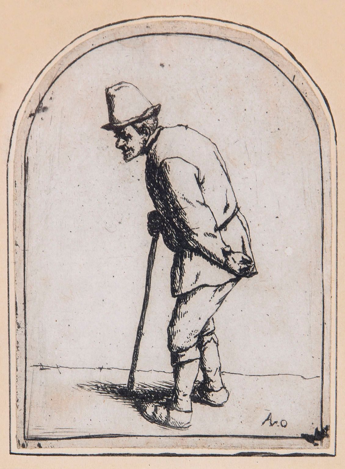 Adriaen Jansz van Ostade (1610-1685) - The Peasant with Crooked Back, Etching, circa 1670, a good - Image 2 of 2