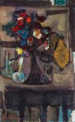 Zvi Mairovich (1911-1974) - Still life with flowers Oil on board Signed in Hebrew and English