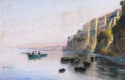 Giovanni Battista (1858-1925) - The house of Torquato Tasso`s birth at Sorrento Gouache Sogned lower