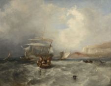 John James Wilson (1818-1875) - Vessels in choppy waters off the coast Oil on canvas Signed lower