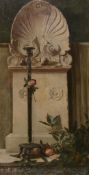 English School (circa 1880) - An altar with a stone roundel A Greek headstone A pair, oil on