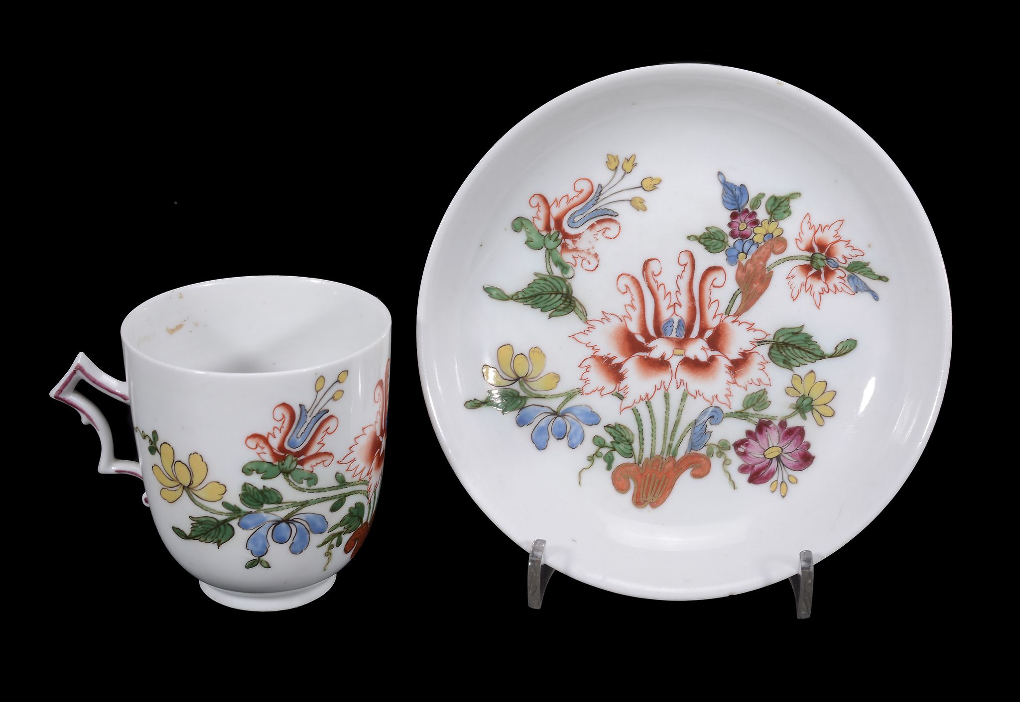 A Doccia porcelain polychrome coffee cup and saucer A Doccia porcelain polychrome coffee cup and - Image 2 of 4