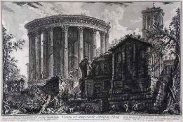 Giovanni Battista Piranesi (1720-1778) - Veduta del Tempio della Sibilla in Tivoli Etching with