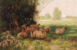 Sidney Pike (19/20th century) - Sheep sheltering beneath trees Oil on board Signed and dated lower