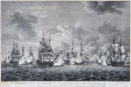 Pierre Charles Canot ARA (1710-1777) - Two Anglo-French Naval battles off Haiti and Guadeloupe, Both