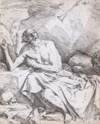 JosÃ© de Ribera (1591-1652) - St Jerome hearing the trumpet of the Last Judgement, Etching, on