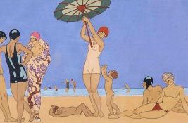 After George Barbier - Au Lido; L`Arc en Ciel, A pair, gouaches with pen and ink After the pochoir