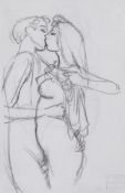John Buckland-Wright (1897-1954) - Couple making love, Pencil, on notepaper With another drawing and