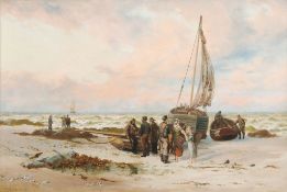 Thomas Rose Miles (fl. 1869-1910) - Waiting for the evening tide, Robin Hood Bay Oil on canvas