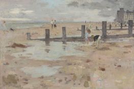 Bernard Dunstan (b.1920) - Beach at low tide Oil on canvas Signed with initials lower left 50 x 76