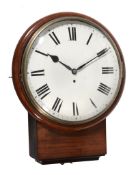 A mahogany fusee drop dial wall timepiece, unsigned, mid 19th century A mahogany fusee drop dial