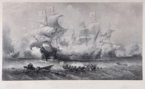 Arthur Willmore (1814-1888) - The Loss of the Revenge; The Attack of the Vanguard, A pair of naval