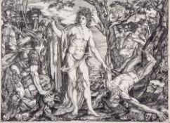 Monogrammist MF (fl. late 16th Century) - Apollo and Marsyas and the Judgement of Midas, Reverse