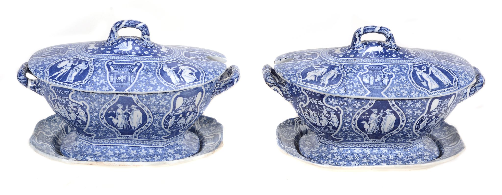 A pair of Copeland late Spode blue and white printed shaped rectangular... A pair of Copeland late