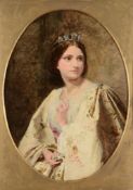 James Hayllar (1829-1920) - Portrait of a young lady wearing a tiara Oil on canvas Oval Signed