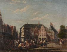 English School (19th century) - A Dutch Market Square Oil on canvas 40 x 51 cm (15 3/4 x 20 in) View