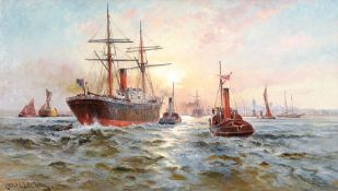 Charles John de Lacy (1856-1936) - A Donald Curry Royal mail steamer off to the Cape of Good Hope