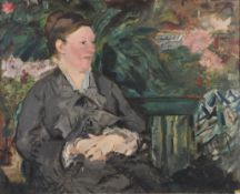 After Edouard Manet - Madame Manet in conservatory Oil on canvas 82 x 100 cm (32 1/4 x 39 1/4 in)