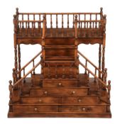 A mahogany table top model of a staircase, last quarter 20th century  A mahogany table top model