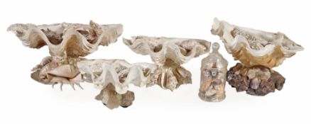 Four shell mounted centrepiece tazzas, 20th century  Four shell mounted centrepiece tazzas,   20th